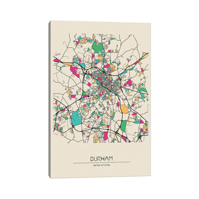 " Durham, North Carolina Map " by Ayse Deniz Akerman