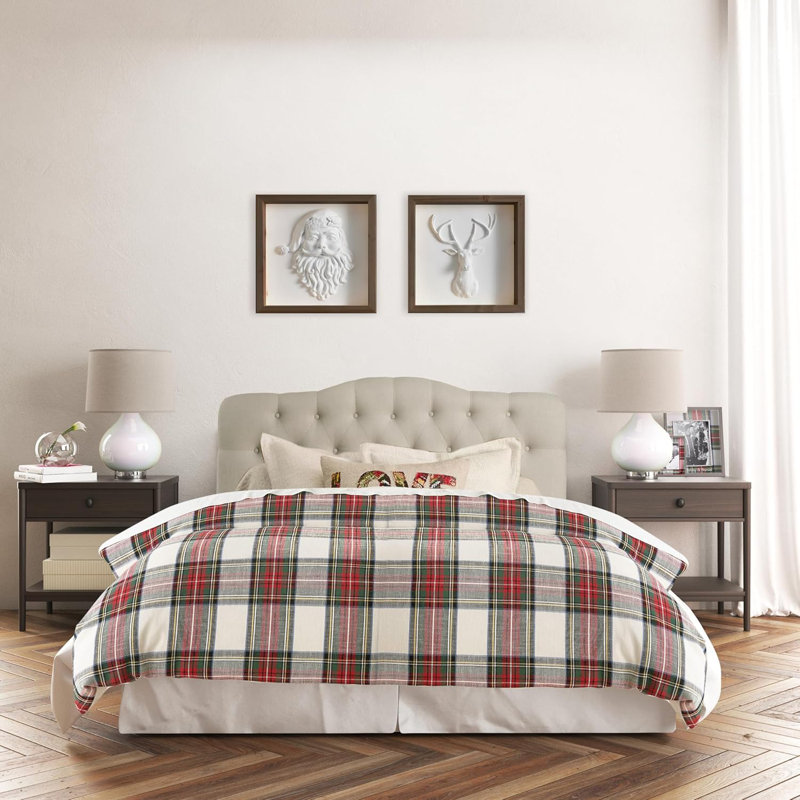 Linen Upholstered Headboard-Modern-Adjustable Height-Button Tufting, Beige, Queen