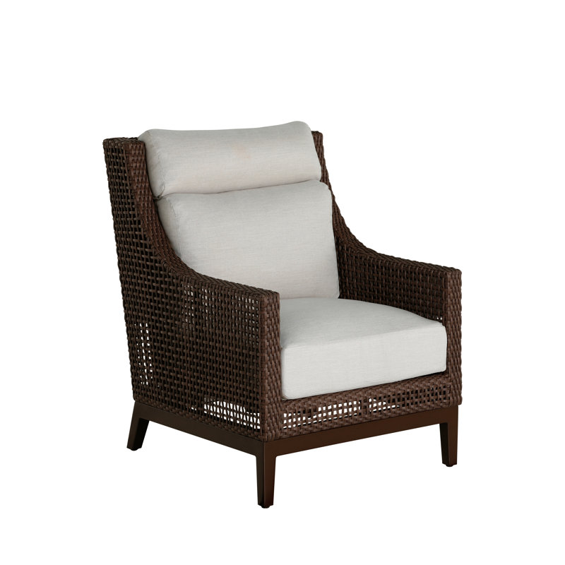 Peninsula Woven Lounge Chair, No welt + Standard fill, Bali Pearl, Mahogany/Chestnut