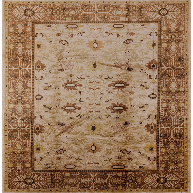 Tapis brun à motif oriental, Carré 7 pi