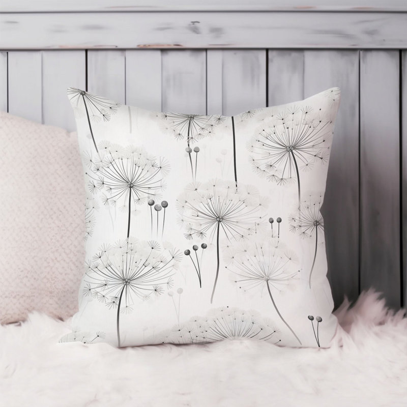 Botanical Dandelions Pattern VI Pillow Cover, 16"H x 16"W