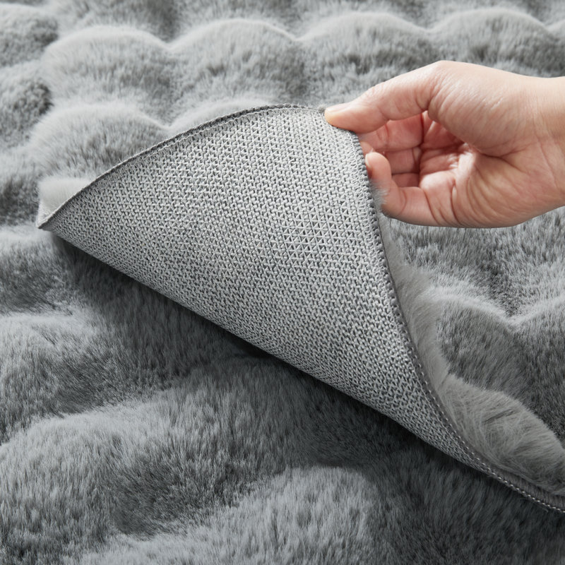 Bubble Design Luxury Area Rugs Soft Decorative Plush Rug for Living Room Bedroom , Rectangle 80 x 150 cm, Grey