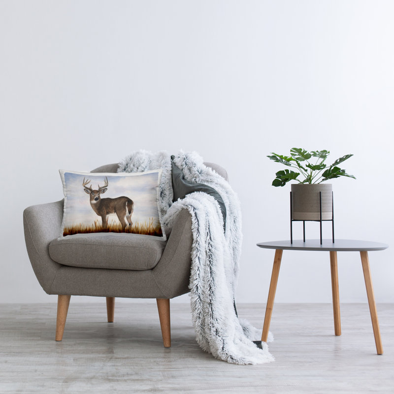 Deer Gazing in Nature Decorative Printed Throw Pillow by Michael Willett