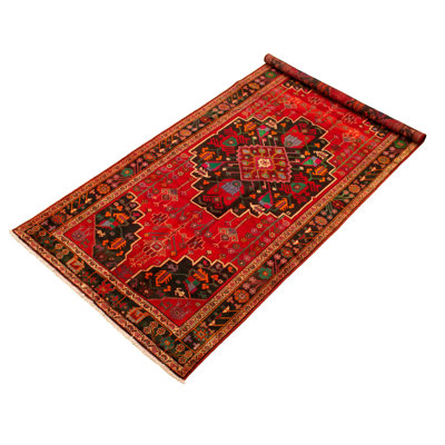 Tapis de couloir en Tapis décoratif laine rouge noué à la main des années 1980 5 pi 5 po x 10 pi 11 po