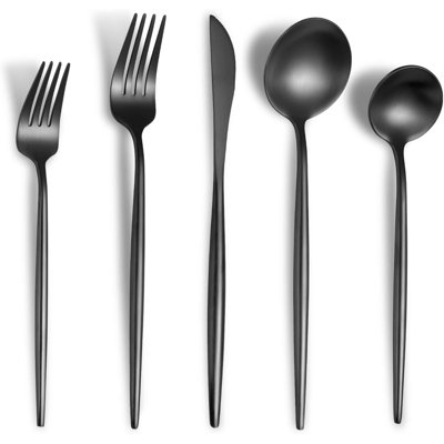 20-Piece Flatware Set For 4, Modern Stainless Steel Cutlery Set With Satin Finish, Heavy Duty Knives Forks Spoons Set, Dishwasher Safe