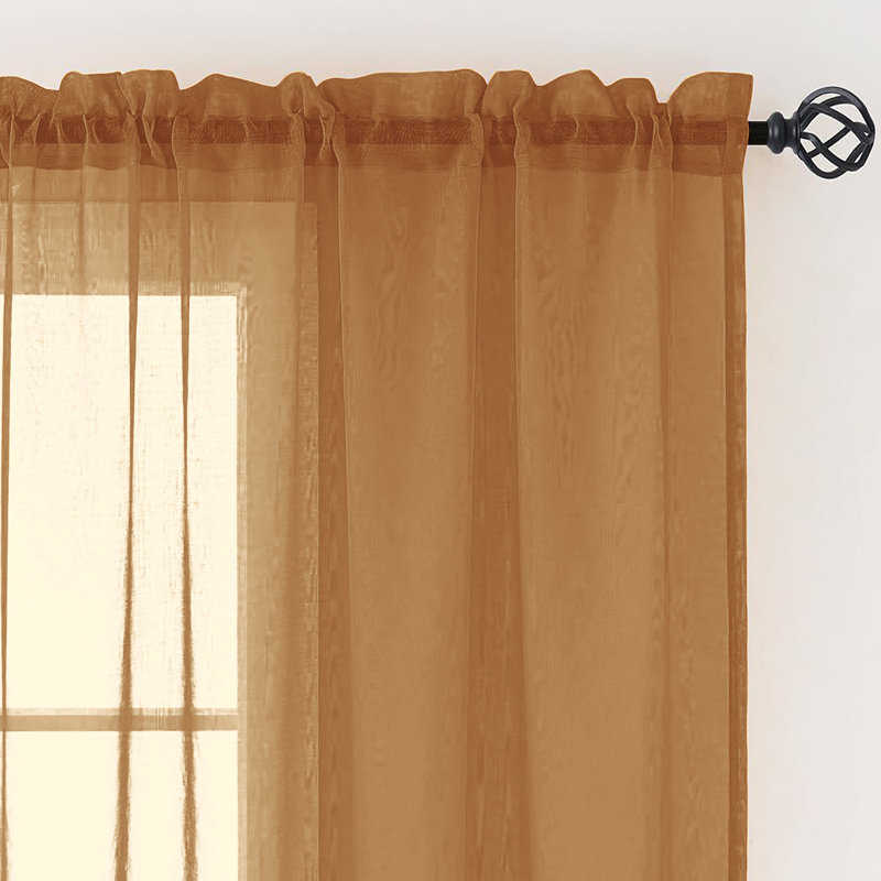 Ensemble de rideaux transparents avec passe-tringle 84 po (2 panneaux), Doré