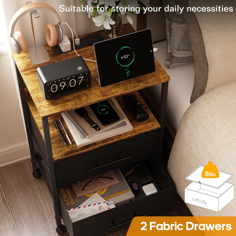 Holloman 40cm W Metal Bedside Table