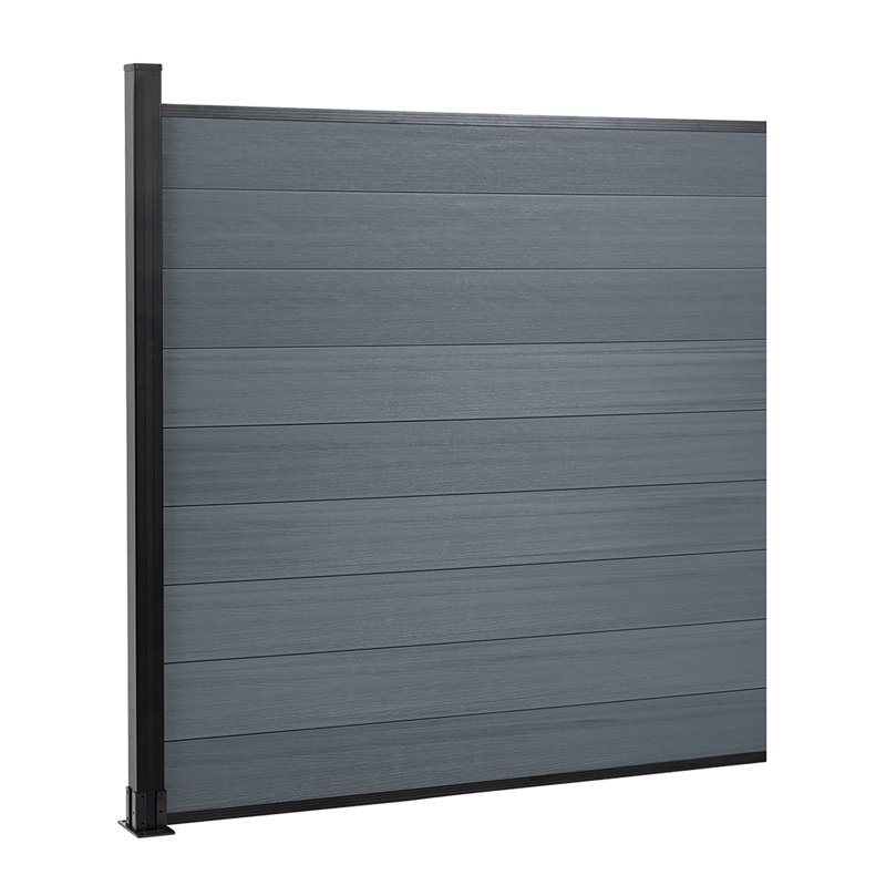 6Ft H Composite Privacy Fence Panels With Post, 6Ft.H x 6Ft.W, Grey