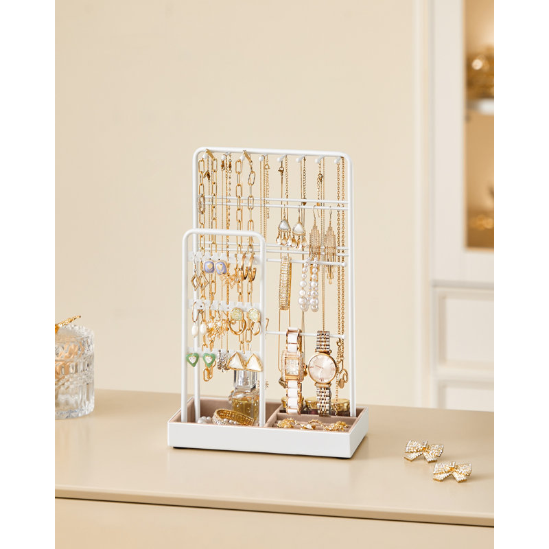 Tahtyana Steel Jewelry Stand +, White