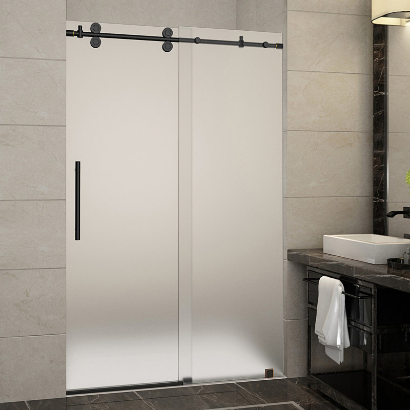 Porte de douche à charnière sans cadre 75 "Langham, Bronze