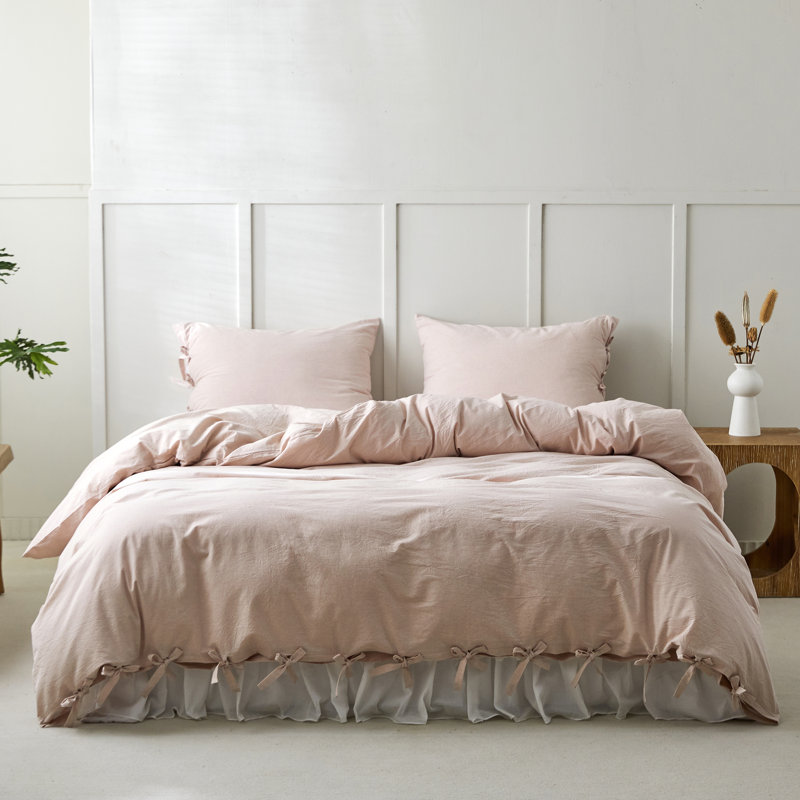 Cotton Hand Knotted Solid Colour Duvet Cover, Très grand lit, Beige