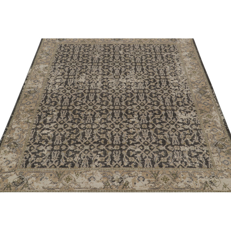 Distressed Homage Hand Knotted Wool Geometric Area Rug, Runner 3' x 8'
