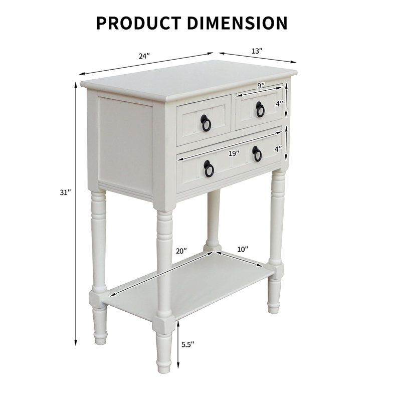 Console de 23,6 po Bertero, Blanc antique