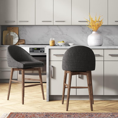 Loyd Swivel Upholstered Counter Stool with Solid Wood Frame