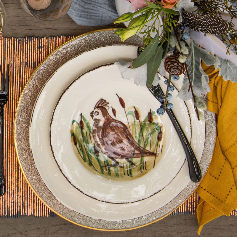 Wildlife Handmade Earthenware Salad/Dessert Plate