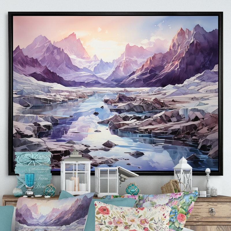 Bettzy " Purple Glacier Glacial Glow ", H 16 po x l 32 po, Cadre photo noir