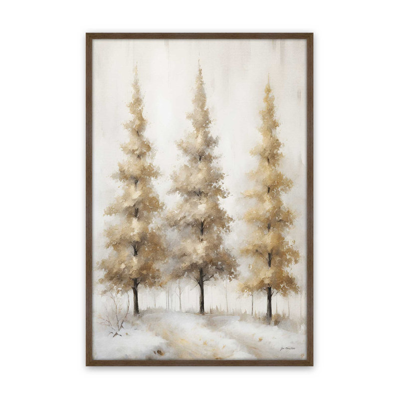 «Wintry Gold» par Jo Moulton, reproduction d'art sur toile, Brun, Papier avec cadre ouvert sans passe-partout