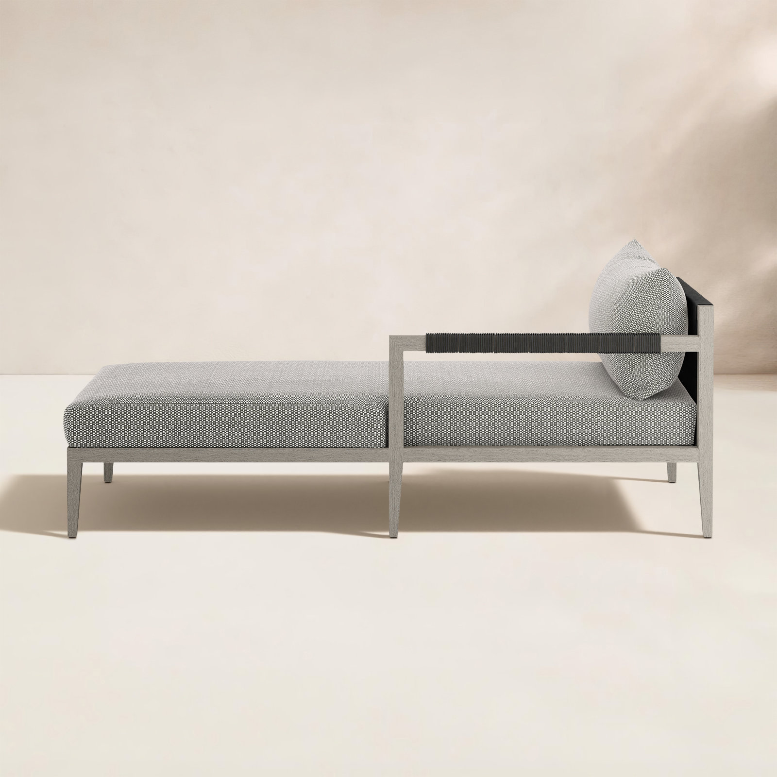 Nida 33'' Outdoor Aluminum Chaise Lounge, Weathered Gray/Dark Gray, Ash