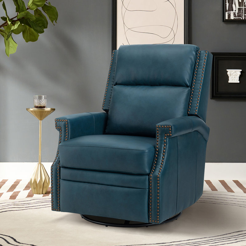 Fauteuil inclinable manuel en cuir véritable de 29,6 po Manning, Cuir véritable turquoise