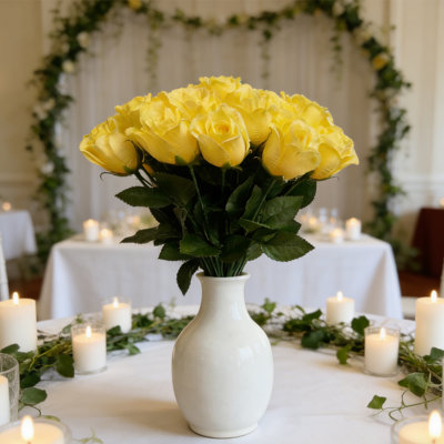 36PCS Roses Artificial Flowers, 13.77In Faux Flowers Petals Long Stem Roses For Wedding Bouquet Home Party Decor Flower Arrangements Table Centerpiece