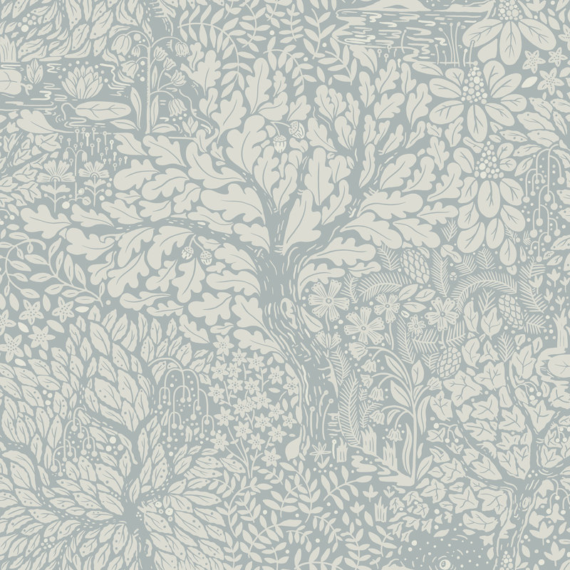 Ingrid Floral Wallpaper Roll, Light Blue