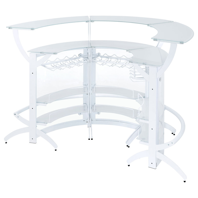Ensemble de 3 barres de verre incurvées Chrystopher, Blanc