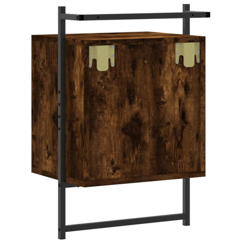 40cm W Manufactured Wood Bedside Table, Smoked Oak
