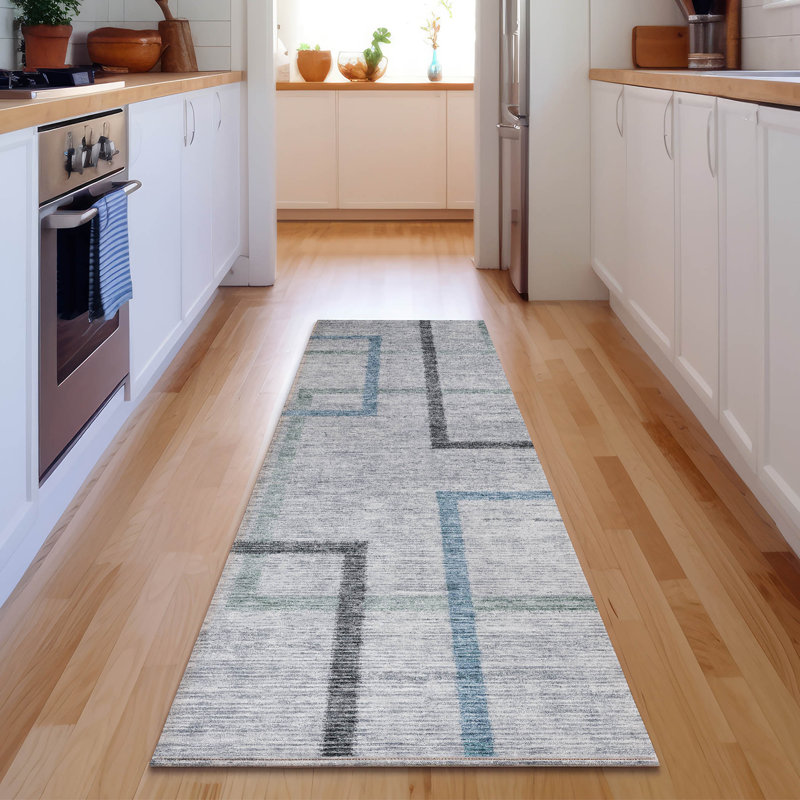 Premium Machine Washable Prisco Gray Rug, Runner 2'3" x 7'6"