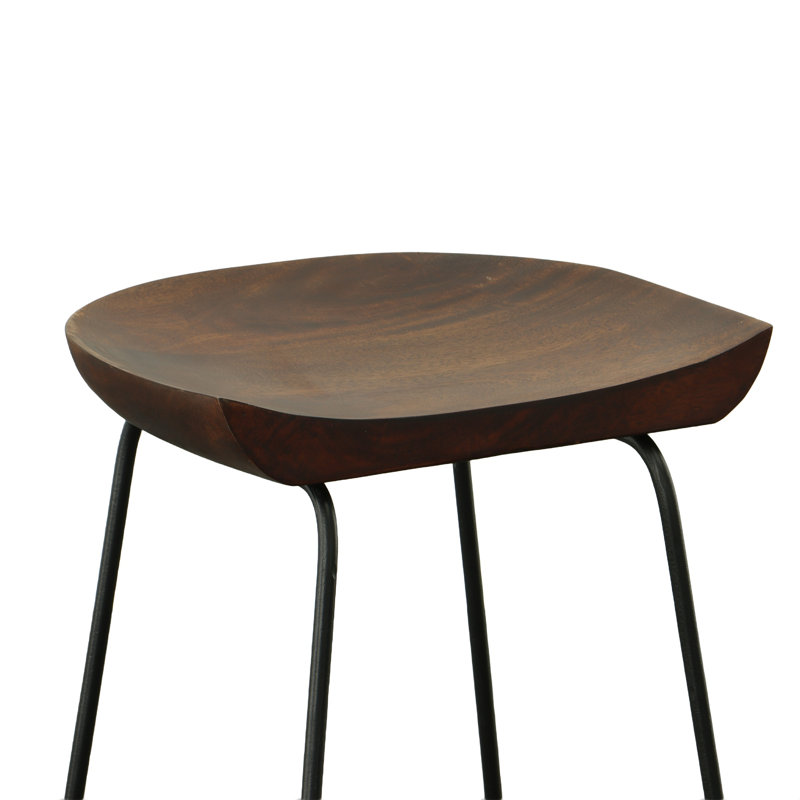 Samanthia Counter Stool with Metal Frame, Chestnut/Black, Counter Stool (24.5" Seat Height)