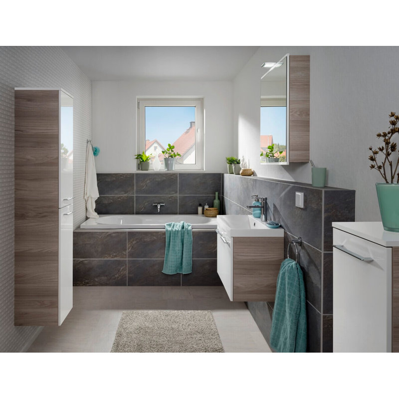 Lima 60cm Single Bathroom Vanity Base Only, Stone ash/White