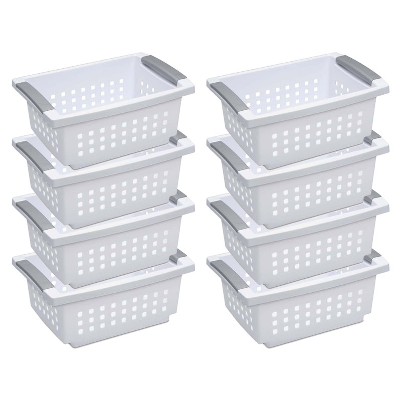 Sterilite 8-Pack White Plastic Ventilated Storage Baskets
