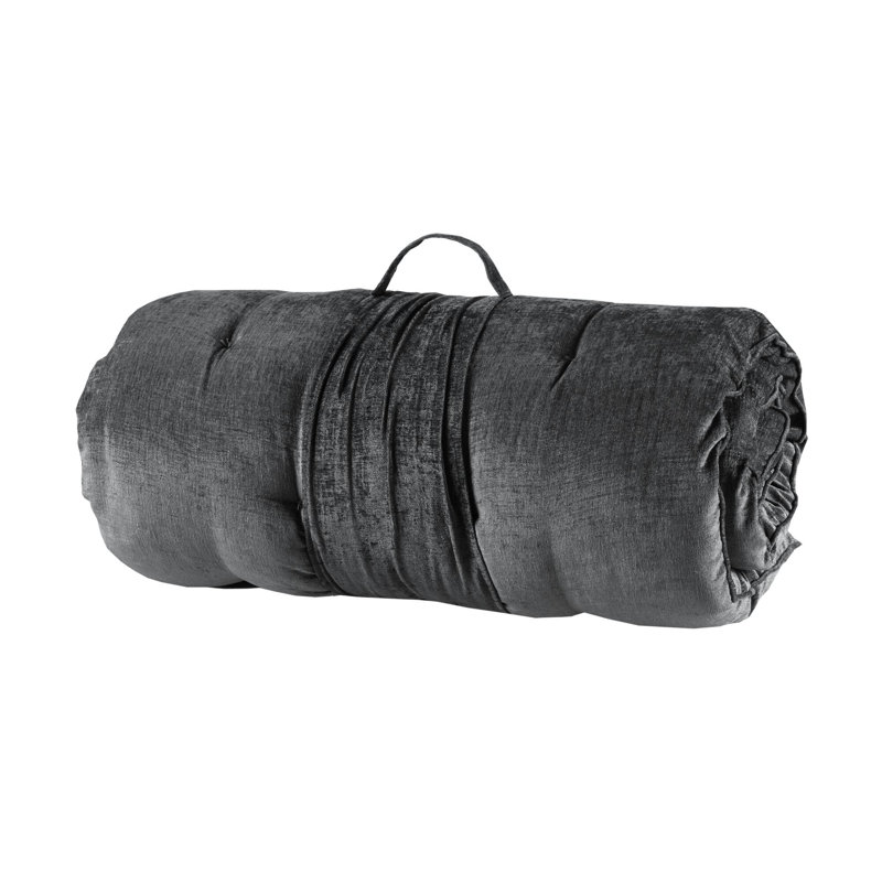 Coussin de sol en chenille de polyester pour chaise longue, 69 x 188 cm, couleur anthracite, capitonné, avec housse de voyage.