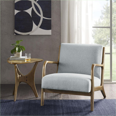 Chaise longue bleue avec structure en bois massif robuste et confort moderne