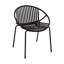 Ensemble de salle à manger d'extérieur moderne 7 pièces avec chaise empilable, noir + teck-101511404