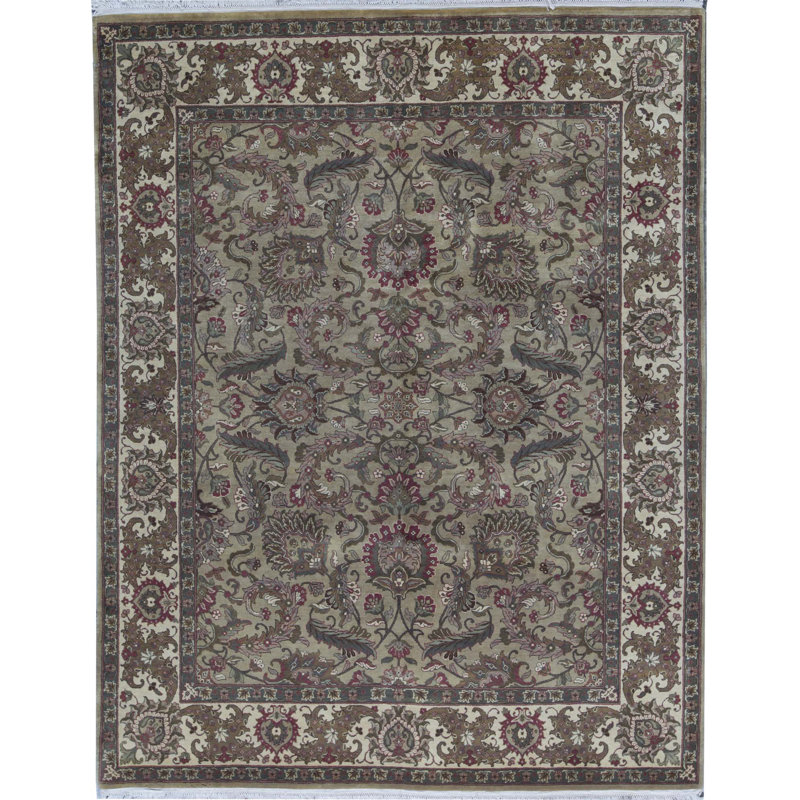 Tapis doré et crème de haute qualité noué à la main