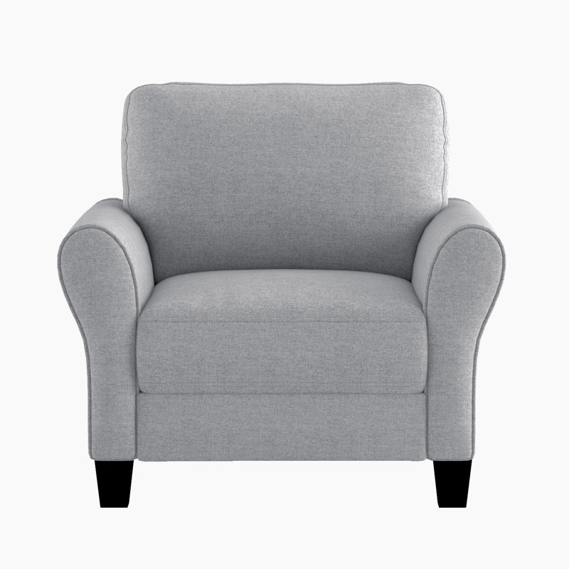 Emilio 37" Modern & Contemporary Accent Chair with Chenille Fabric Upholstery, Exposed Feet, Foam over Pocket Coils, Grey