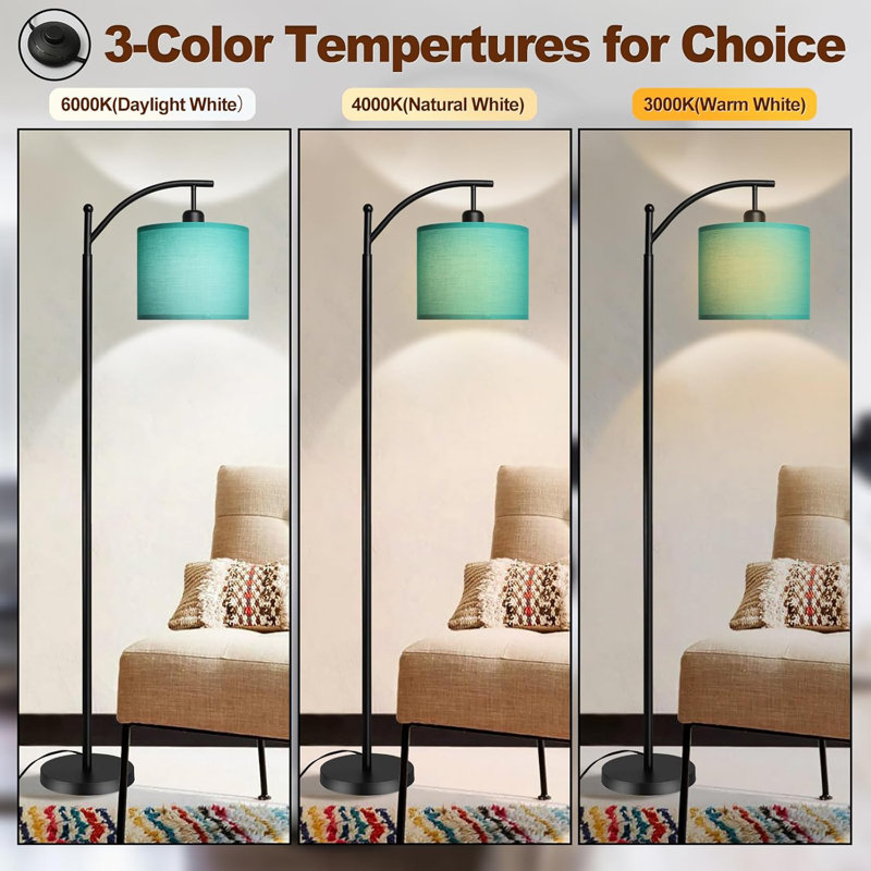 Modern Floor Lamp With Adjustable Color Temperatures, Sturdy Standing Lamp With Reading Light, Energy-Efficient LED Bulb Included, Ideal For Living Room And Bedroom