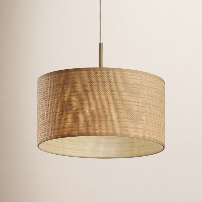 Grand luminaire suspendu Kinnear, Laiton antique, Naturel / Beige