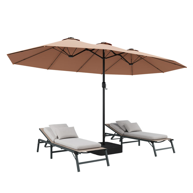 Parasol de marché rectangulaire très grand avec base 13 pi x 8 pi, Beige, 13 Ft