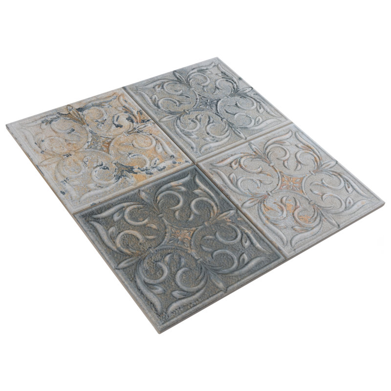 Antigua Lis 13" x 13" Straight Edge Porcelain Metal Look Wall Tile, Gray