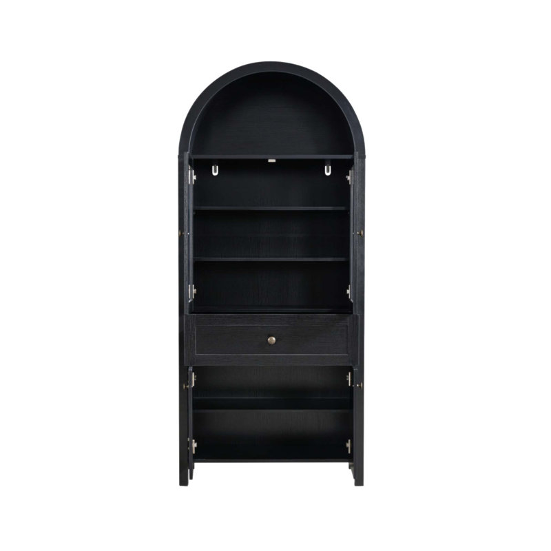 Dome Cabinet With Antique Craftsmanship, Large Storage Space, And Versatile Design For Multiple Scenarios, Black
