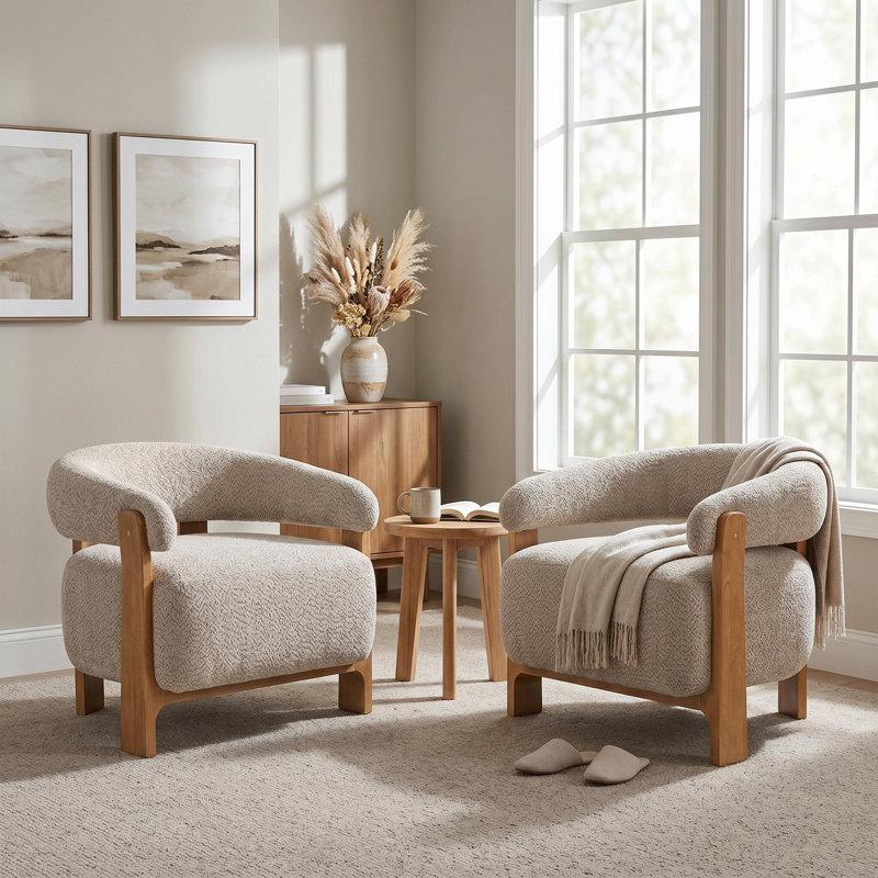 Fauteuil demi-tonneau Garrison, 2, Light Taupe Boucle