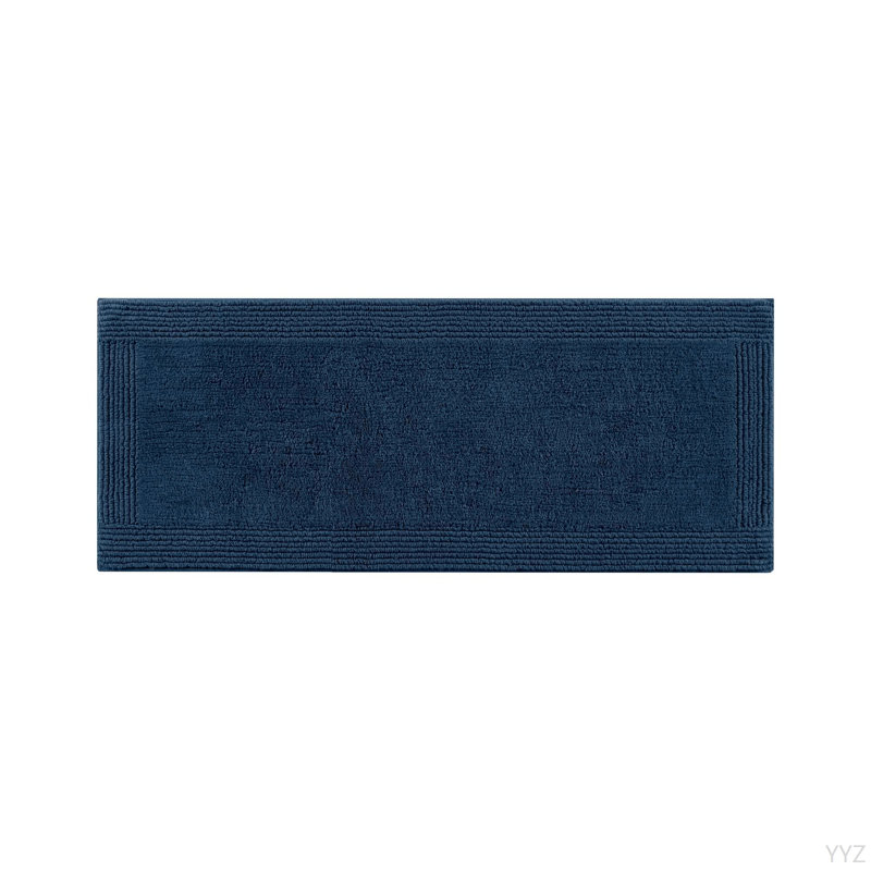 1 PCS 24X44" 100% Cotton Tufted 3000 GSM Reversible Bath Rug Navy, Rectangle - 44" L x 24" W