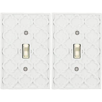 Meriville 2 Packs Moroccan 1 Toggle Wallplate, Single Switch Electrical Cover Plate, Off White
