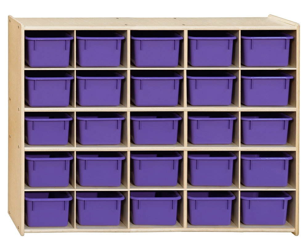 Contender 25 Compartment Cubby with Trays Wood Designs Bin