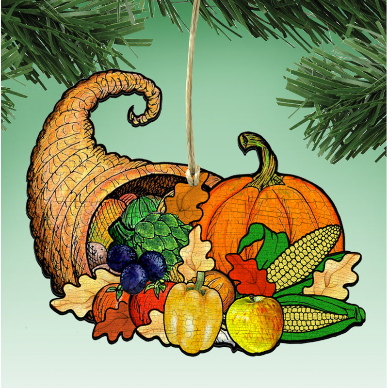 Ornement en bois de forme suspendue thanksgiving