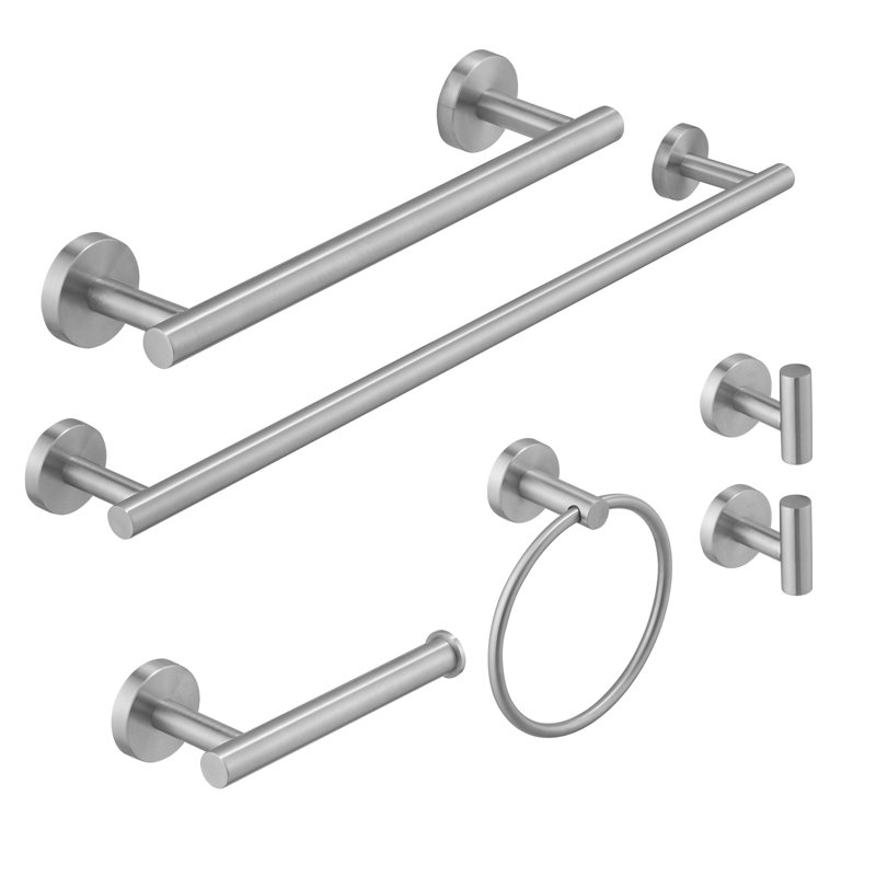 Veil 6-Piece Bathroom Hardware Set, Brushed Nickel