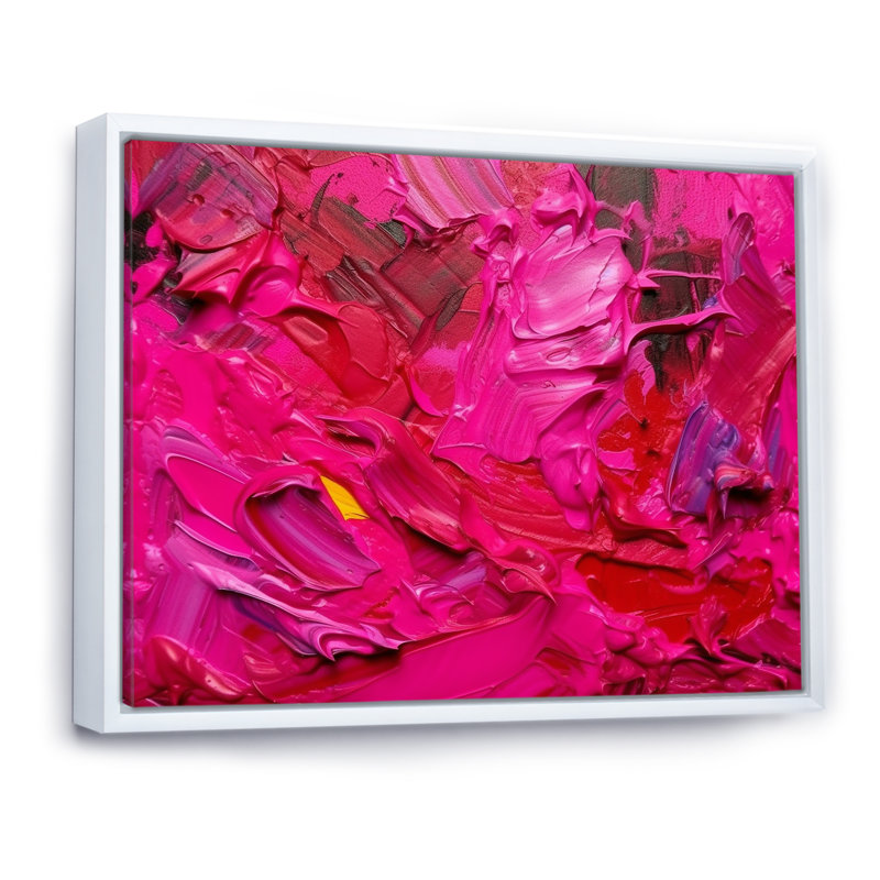 «Viva Magenta Bliss Wildness I», reproduction d'art sur toile, H 12 po x l 20 po x P 1 po, Cadre flottant blanc