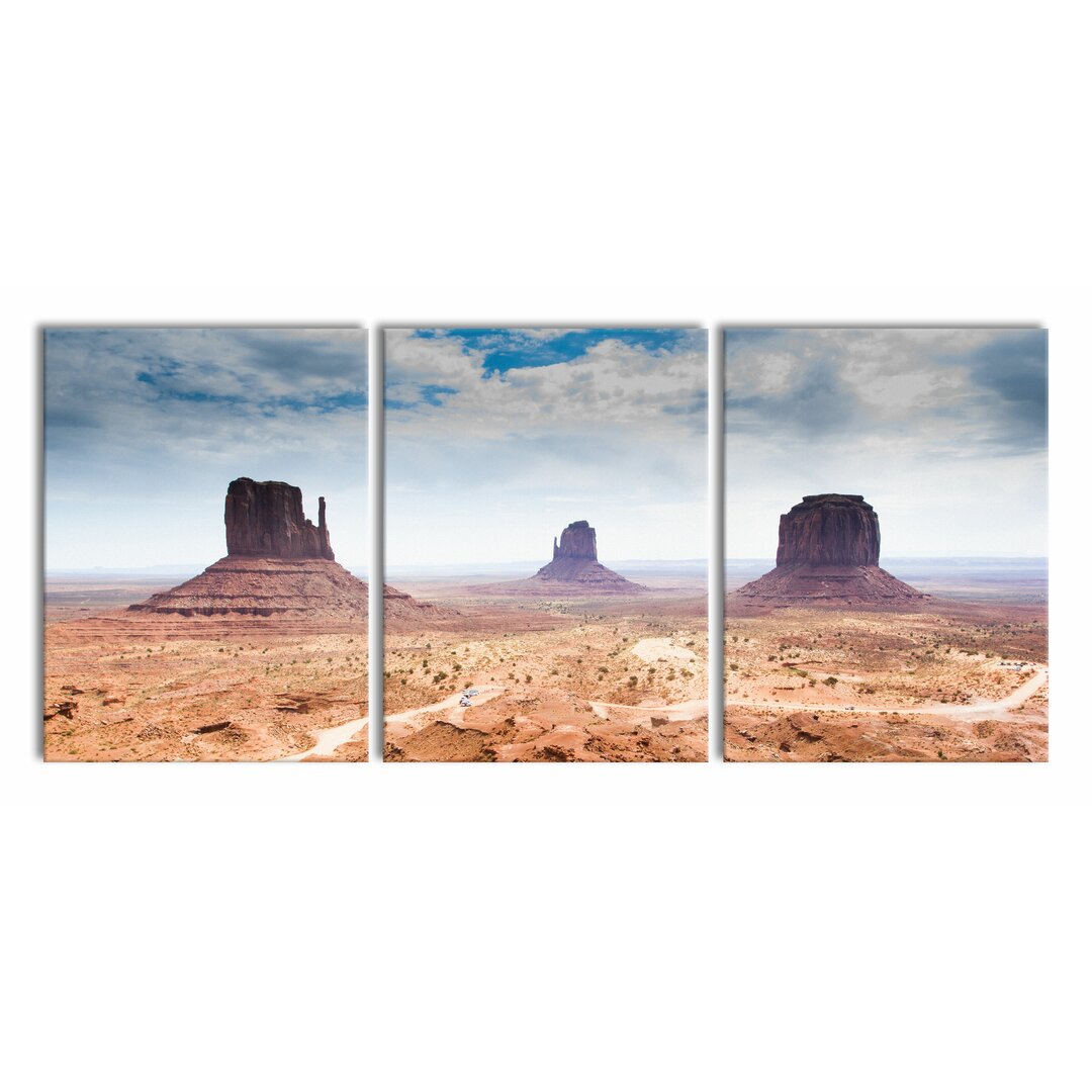 3-tlg. Leinwandbilder-Set Monument Valley