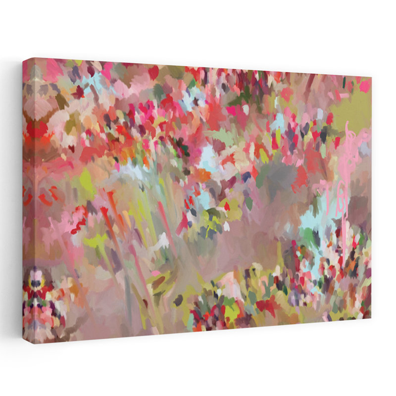 Art floral contemporain abstrait floral coloré, H 16 po x l 24 po